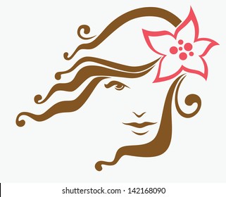 summer time and nature of beauty, vector image of girl face
