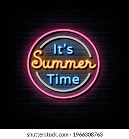 It's summer time neon sign text vector