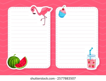 Summer Time Note Card Design with Bright Object Vector Template