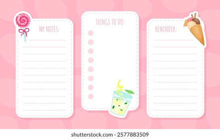 Summer Time Note Card Design with Bright Object Vector Template