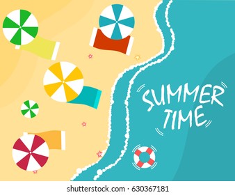 Summer time on beach illustration