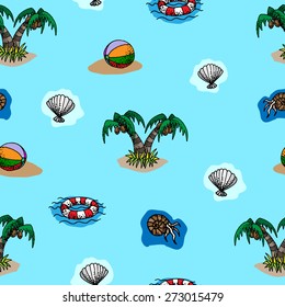Summer time on the beach vector seamless pattern