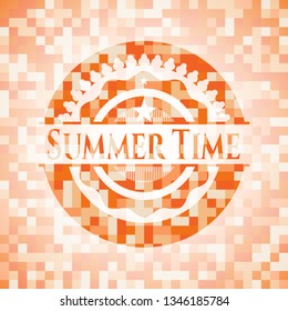 Summer Time orange mosaic emblem with background
