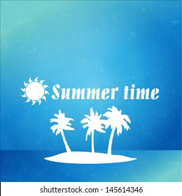 summer time over grunge background vector illustration