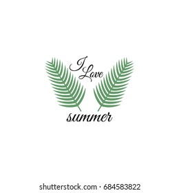 Summer time. Palm branches. Vector illustration.