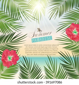 Summer Time Palm Leaf Vector Background Illustration EPS10