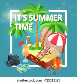 It's Summer time.  Summer party concept. Fun, party, background, vector, picture, art, image, design, travel, poster, event 