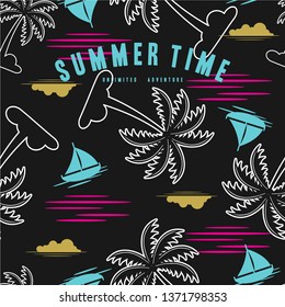 summer time pattern seamless graphic design element t shirt vector for ready print and other use