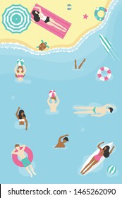 Summer time, People at the beach vector illustration