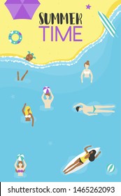 Summer time, People at the beach vector illustration