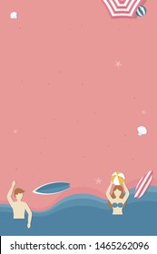 Summer time, People at the beach vector illustration