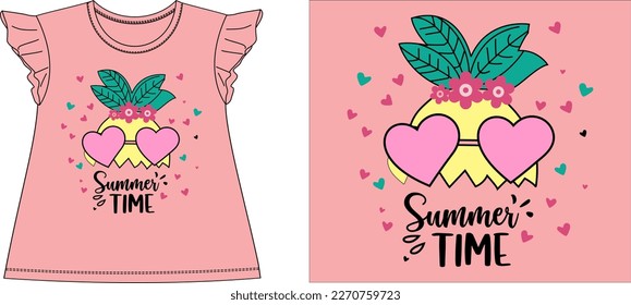 summer time pineapple glasses Graphic design vector