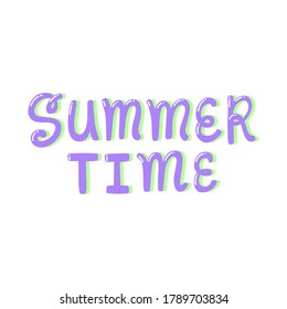 Summer Time. Placard template with calligraphic design flat design elements. Retro art for covers, banners, flyers and posters. Eps vector illustration