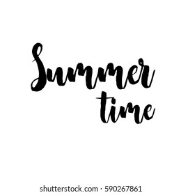 Summer time postcard. Hand drawn greeting card. Modern brush calligraphy.