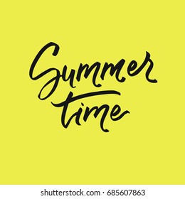 Summer time postcard. Sun lettering. Handwritten modern brush calligraphy for cards, t-shirt, prints and posters.