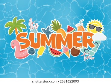 Summer Time poster or Banner template, Summer template with sun and party elements.Product display,Tropical summer scene,Perfect for promoting
