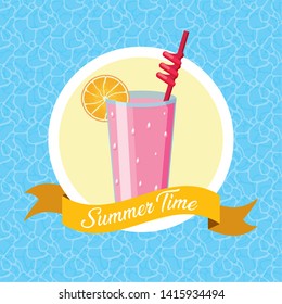 summer time poster cocktail pool background vector illustration