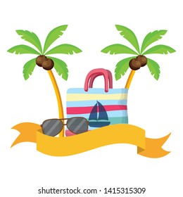 summer time poster handbag sunglasses vector illustration
