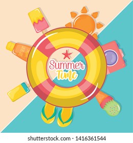 summer time poster with holiday icons