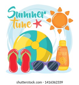 summer time poster with holiday icons