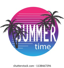 Summer time poster isolated on white background. Modern summer backdrop for web site, wallpaper, placard and ad. Useful for cover, banner and print materials. Creative art concept, vector illustration