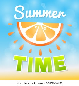 Summer time - poster with juicy fruit.