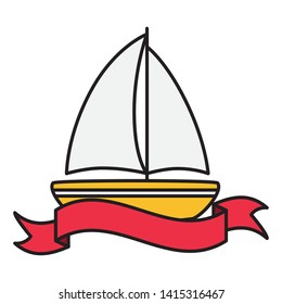 summer time poster sailing boat vector illustration