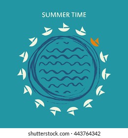 Summer time poster. Vector illustration of summer time background.