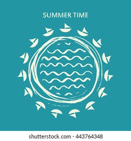 Summer time poster. Vector illustration of summer time background.