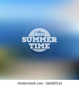 Summer time poster, vector web and mobile interface template. Blurred mesh background.