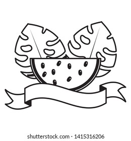 summer time poster watermelon leaves vector illustration