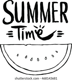 Summer time poster with watermelon slice