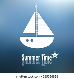 Summer time poster with white ship