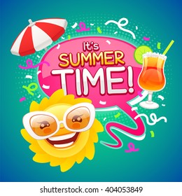 Summer Time poster for your vacations project. Clipping paths included.