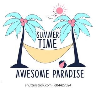 summer time print design for t-shirt. illustration vector.
