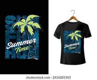Summer time Print with palm tree and bold font for clothing and other use .eps