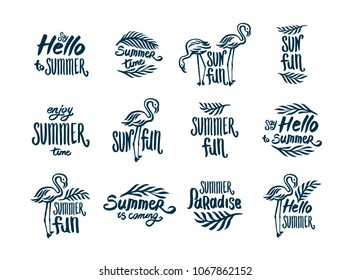 Summer time quote lettering illustration with tropical elements