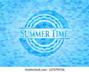 Summer Time realistic light blue mosaic emblem