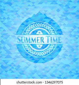 Summer Time realistic sky blue mosaic emblem