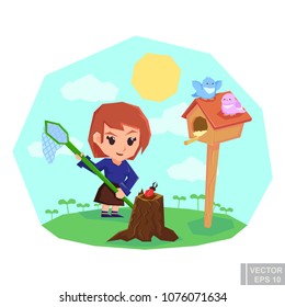 Summer. Time relax. on the line. Season. Cartoon style. For your design.