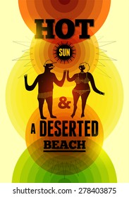 Summer time retro poster. Vector typographical design with colorful circle background. Eps 10.