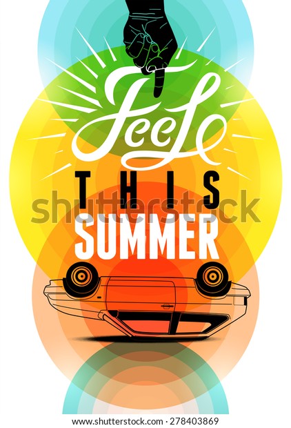 Summer time retro poster. Vector\
typographical design with colorful circle background. Eps\
10.