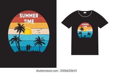 summer time retro t-shirt vector