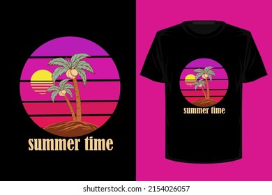 Summer time retro vintage t shirt design