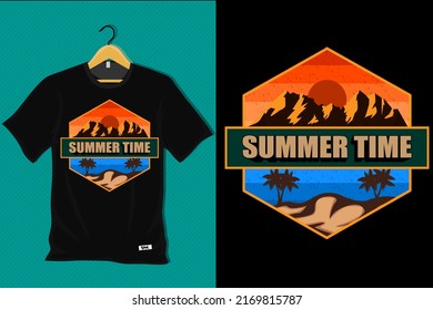 Summer Time Retro Vintage T Shirt Design