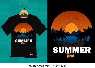 Summer Time Retro Vintage T Shirt Design