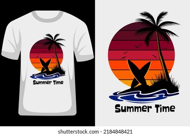 Summer Time Retro Vintage T Shirt Design