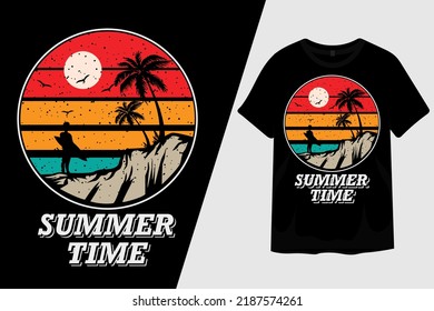 Summer Time Retro Vintage T Shirt Design
