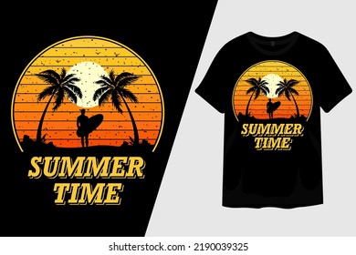 Summer Time Retro Vintage T Shirt Design