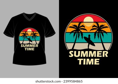 Summer Time Retro Vintage T Shirt Design